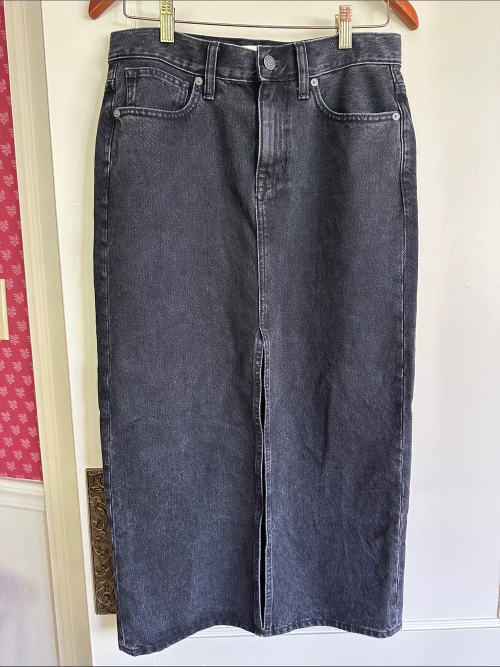 NWT Madewell Black Denim Maxi Skirt